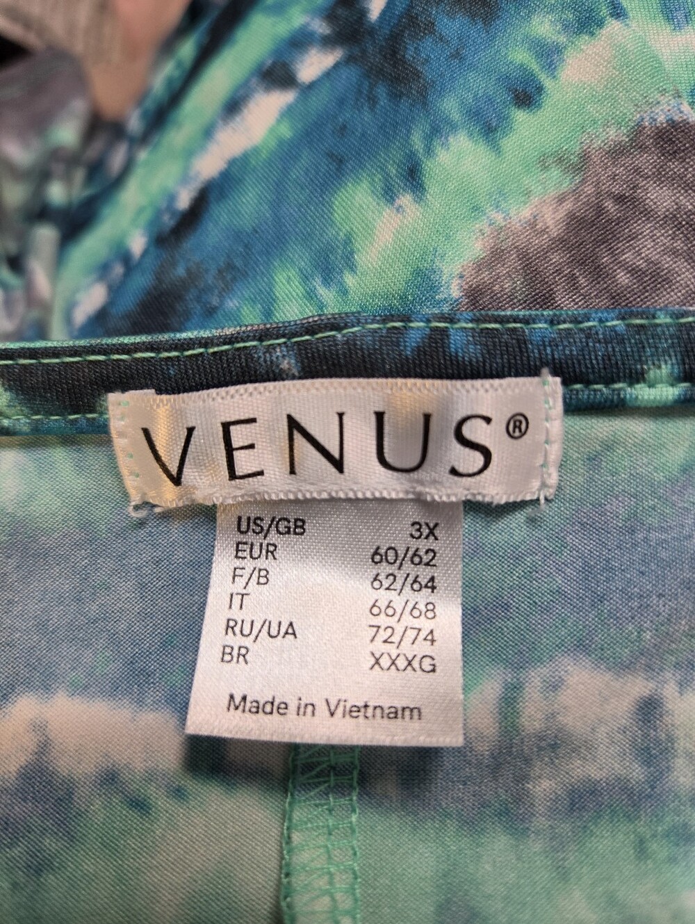 VENUS Teal, Blue, Purple Cold-Shoulder Dress with Rhinestones, Size 3X - Picture 10 of 11
